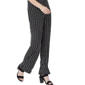 Susan Graver Liquid Knit Pull On Pants Black White Stripe Size 3XP